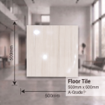 Bobebe White Glossy Ceramic Floor Tile 500 X 500MM A-grade