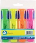 4 Stationery Highlighter - Assorted 4 Pack