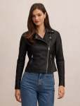 Betty Faux Leather Biker Jacket - 16 Black