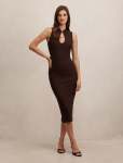 Frankie High Neck Keyhole Bodycon Dress - 16 Chocolate