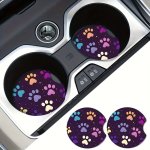 2PCS Car Coasters Dog Paw Print Absorbent Condensation Protect Car Cup Holders And Keep Your Car Clean