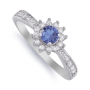 Sterling Silver & Cubic Zirconia Daisy Silver Ring