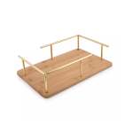 1 Tier Rectangular Wooden Tray With Handle Brown