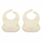 2 Pack Silicone Baby Bib - Ivory White