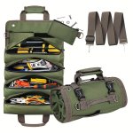 Tool Bag Roll Up Heavy Duty Tool Organizer For Men Women Portable Tool Storage Box With 2 Detachable Zipper Pouch Compact Small