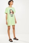 Printed Knitted T-Shirt Dress - Mint