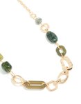 Goldair Gold Long Green Beaded & Link Necklace