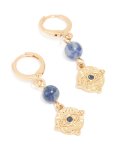 Goldair Gold Blue Marble Evil Eye Huggie Earrings