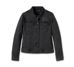 Women’s Silver Wing Stretch Denim Jacket – Black Denim