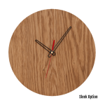 Quinn Wall Clock In Oak - 300MM Dia Natural Sleek Red Second Hand