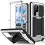 Metal & Silicone Holder Phone Case Silver For Samsung Galaxy S22 Ultra 5G