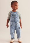 Embroidery-detail Denim Dungarees - Denim Blue Mickey Mouse