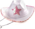 Cowgirl Hat Star White Pink Sequin