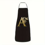 1PC Apron Personality Golden Letter Printed Apron Household Kitchen Oil Stain Resistant Apron For Home Cleaning Kitchen Cooking