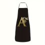 1PC Apron Personality Golden Letter Printed Apron Household Kitchen Oil Stain Resistant Apron For Home Cleaning Kitchen Cooking Baking Gardening Kitchen Catering Milk Tea