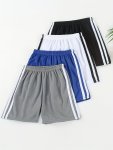 Boys 4PCS Multi-color Quick-drying Shorts Side Striped Pattern Shorts Kids Clothes