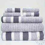 8-PIECE Striped Ultrafine Microfiber Towel Set Includes 4 Washcloths 2 Hand Towels And 2 Bath Towels Absorbent & Quick Dry Bathr