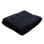 Terry Lustre 525GSM Grecian Key Bath Mat - Various Colours - Bath Mat 50CM X 75CM Black