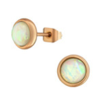 C1186-C34489 - Rose Gold Stainless Steel Sn Opal Earrings 7MM