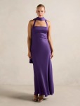 April Open Back Satin Maxi Dress - 20 Royal Purple