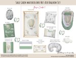 Cot Duvet Bedding Sage Green Watercolour Hot Air Balloon Set