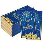 Eid Mubarak Napkins 100 Pcs Eid Mubarak Ramadan Paper Napkins Disposable 2-PLY Blue Gold Star Moon Absorbent Paper Hand Towels F