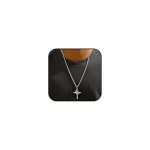 Vurotry Full Diamond Revolving Crown Cross Necklace Men's Women's 18K Gold-plated Cross Pendant Necklace Jesus Christ Pendant Re