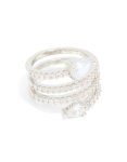 Silver Cubic Zirconia Wrapped Around Arrow Layered Ring - M l