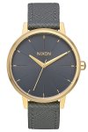Nixon Kensington Leather Women's Watch - Light Gold Charcoal