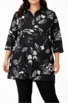 Ladies Printed Cuff Tab Blouse - 60 Blk wht