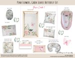 Cot Duvet Bedding Pink Flowers Green Leaves Butterfly Set