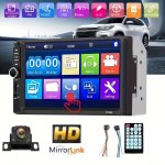 Queender 17.78CM Touch Screen Double Din Car Stereo With Backup Camera - Wireless USB Aux-in Mirror Link For Android Phones & Tf