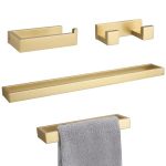 Lairuier Bathroom Hardware Accessories Set Brushed Gold 4-PIECE Bathroom Hardware Set Including Towel Bar Towel Holder Toilet Pa