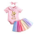 First Birthday Rainbow Tutu With Gold Crown Romper 12-18M