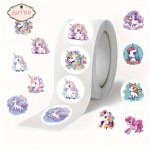 Gutbd 500PCS Unicorn Sticker Roll - Cute & Creative Vinyl Decals For Baking Desserts Milk Tea Cups & Takeaway Labeling - Reusabl