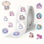 GUTBD 500pcs Unicorn Sticker Roll - Cute & Creative Vinyl Decals For Baking Desserts Milk Tea Cups & Takeaway Labeling - Reusable Matte Finish Sealing Stickers