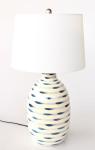 Blue & White Stripe Ceramic Lamp Base With Shade Finial & Harp – 69X38CM