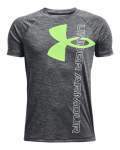 Boys' Ua Tech Split Logo Hybrid Short Sleeve - Black Yxl