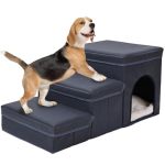 Ruyiczb Dog Steps For Bed Small Dog Dog Stairs With Storage 3-STEPS Foldable Pet Stairs For High Beds Cat Steps With Condo Non-s