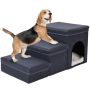 Ruyiczb Dog Steps For Bed Small Dog Dog Stairs With Storage 3-STEPS Foldable Pet Stairs For High Beds Cat Steps With Condo Non-slip Puppy