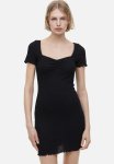 Lace-trimmed Bodycon Dress - Black