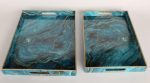 Set Of 2 Blue Rectangular Trays 4X35X47CM