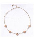 Multi Flower Gold Chain Necklace - Pink Free