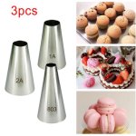 3PCS Smooth Round Pipping Tips Stainless Steel Pastry Tips Icing Nozzle Tips For Frosting For Cupcake Cake Decorating Puff Makin