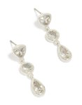 Silver Plated Cubic Zirconia Organic Circles Triple Drop Earrings