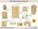 Cot Duvet Bedding Flower Sunflower Watercolour Greenery