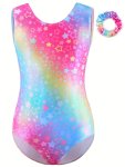 Colorful Stars Pattern Ballet Leotard Top With Wrist Band For Girls Comfy High Stretch Dancing Jumpsuit Gymnastics Yoga Clothing
