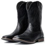 Iuv Cowboy Boots For Men Western Ostrich Wide Durable Fashionable Embroidered Pull On Slip Resistant Assorted Colors Boots