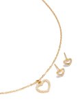 Waterproof Gold Plated Stainless Steel Cubic Zirconia Heart Necklace & Earrings Set