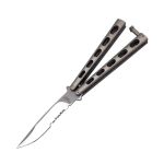 Ace AC-7128 Butterfly Knife Satin Skeletonized Handle Partially Serrated